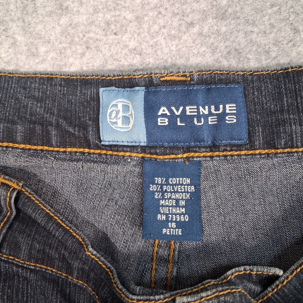 Avenue Blues Jeans Womens 16 Petite Blue Dark Wash‎ Stretch Straight Leg - Picture 3 of 6